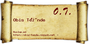 Obis Tünde névjegykártya